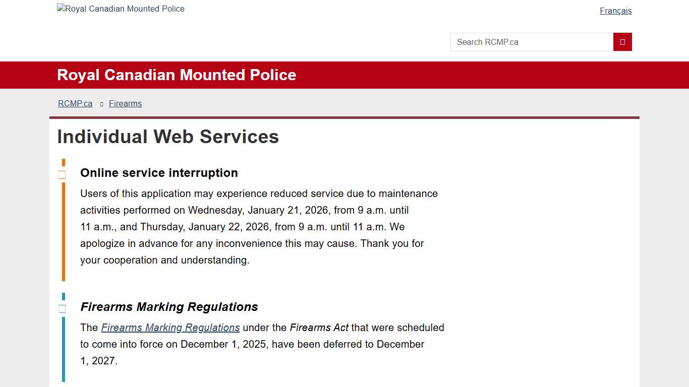 Individual Web Services | Royal Canadian Mounted Police
